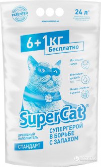 Наполнитель для кошачьего туалета SuperCat СТАНДАРТ Древесный впитывающий 6+1 кг (12 л) (4820152564382)
